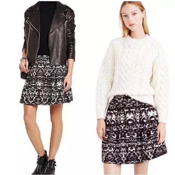 J.Crew Dresses & Skirts - J.Crew Blurred Ikat Pleated Mini Skirt in Black White‎ Zipper Back, Size 4